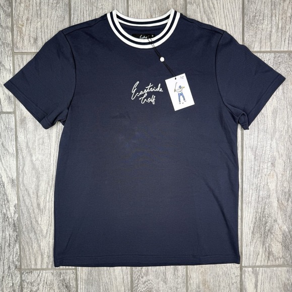 Eastside Golf Mens Shirt Short Sleeve Pique Crew Blue Logo Embroidered NWT Sz M - Picture 1 of 11